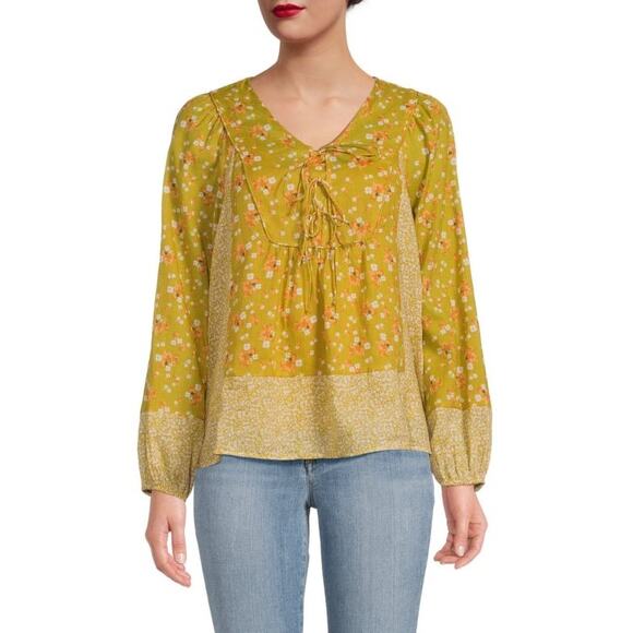 DANIEL RAINN Blouse Size Small NWT Trinity Floral Linen Blend Peasant Top Boho - Picture 1 of 13